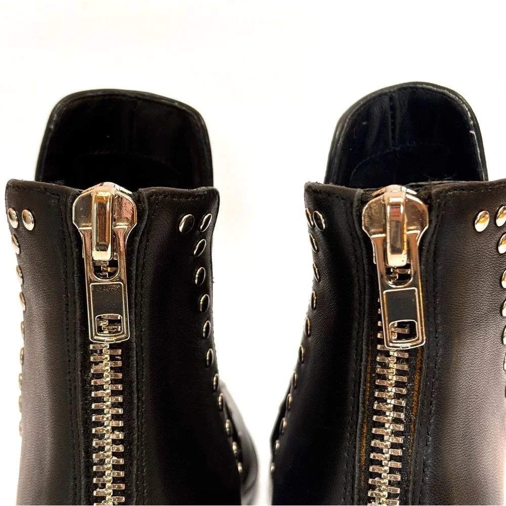Steve Madden Conspire Studded Leather Ankle Boot Black Size 6.5